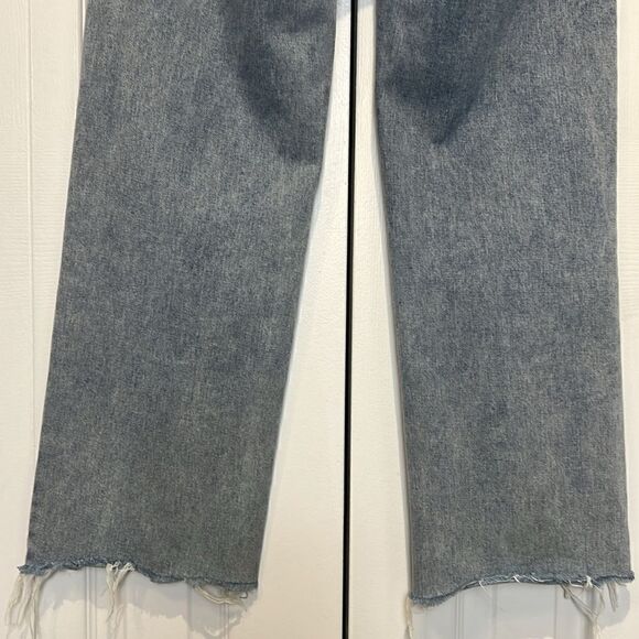 Princess Polly High Rise Raw Hem Light Wash Jeans Size 4 - Picture 10 of 14